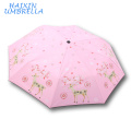 High Quality Chinese Advertisement Custom Waterproof Special Pomotion Gift Storm Cheap Umbrella 3 Fold Promotion Lovely Deer